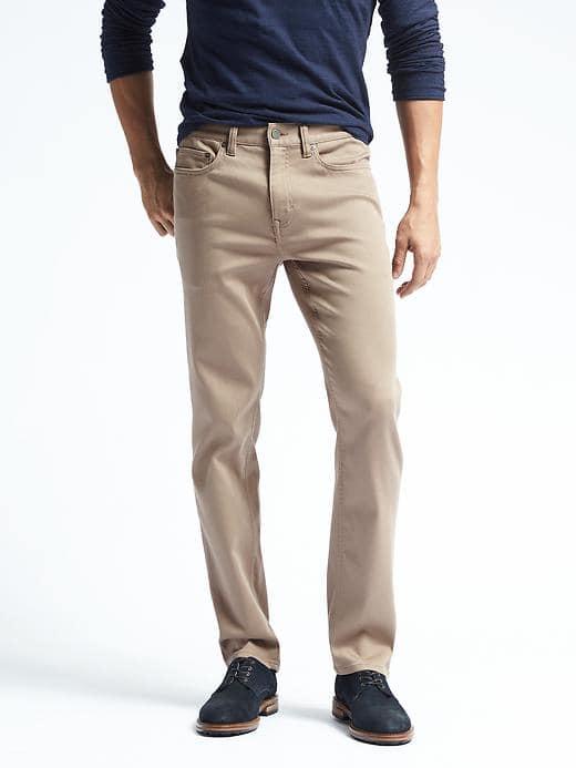 Banana Republic Mens Slim Khaki Traveler Jean - Khaki