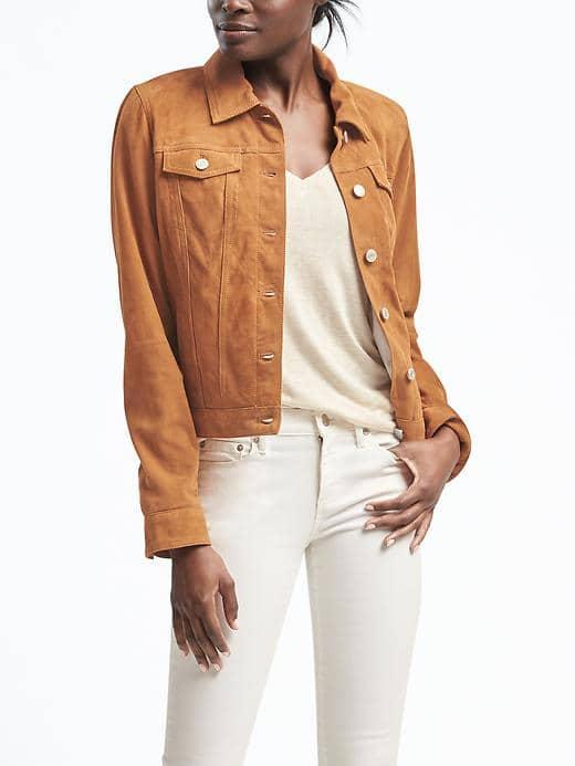 Banana Republic Womens Suede Short Jacket - Camel