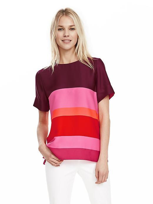 Banana Republic Womens Colorblock Crepe Top Size L - Black Rose