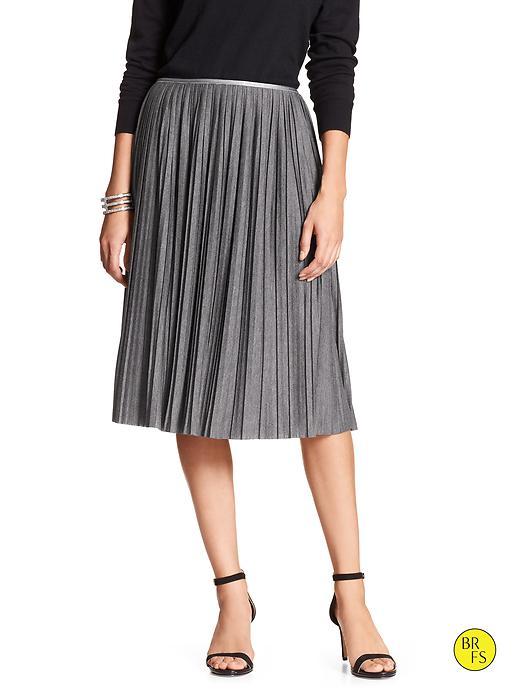 Banana Republic Womens Factory Knife Pleat Midi Skirt Size L - Light Gray Heather