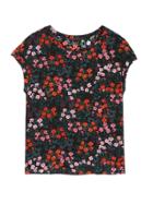 Banana Republic Womens Sarah Floral Washable Silk Roll-cuff Top Black Floral Size Xs
