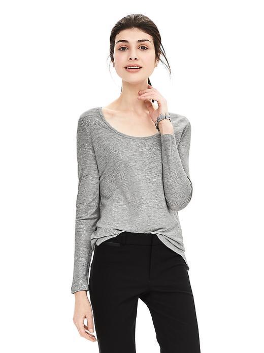 Banana Republic Womens Shine Scoop Tee Size L - Medium Gray Heather