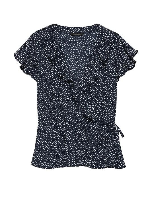 Banana Republic Leaf Print Ruffle-wrap Top