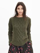 Banana Republic Womens Cable Knit Boatneck Pullover Size L - Exploration Green
