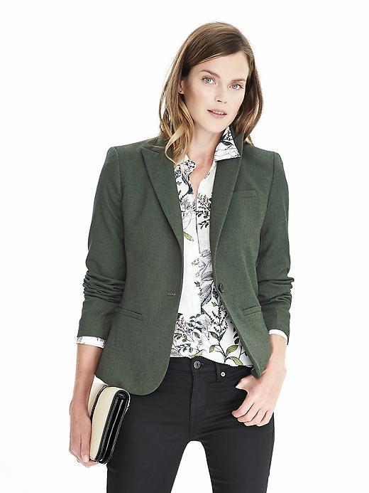 Banana Republic Womens Luxe Brushed Twill One Button Blazer Size 0 - Olive