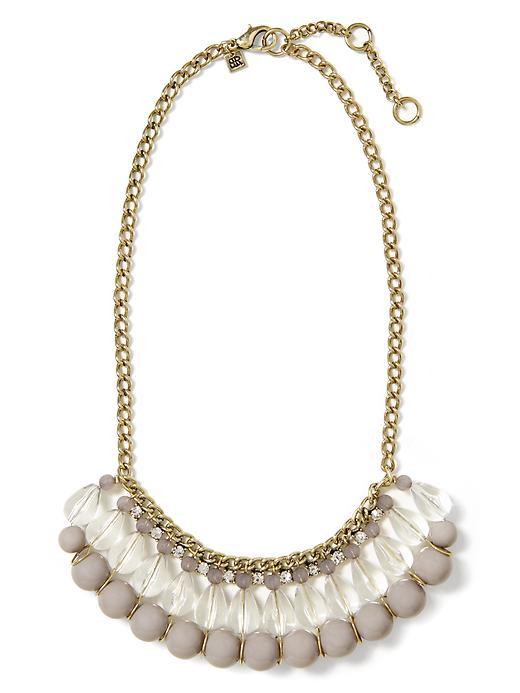 Banana Republic Feather Statement Necklace - Clear Crystal | LookMazing