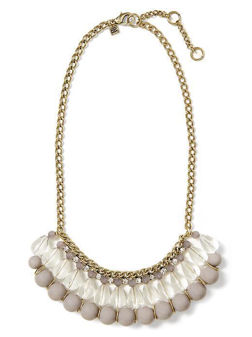 Banana Republic Feather Statement Necklace - Clear Crystal