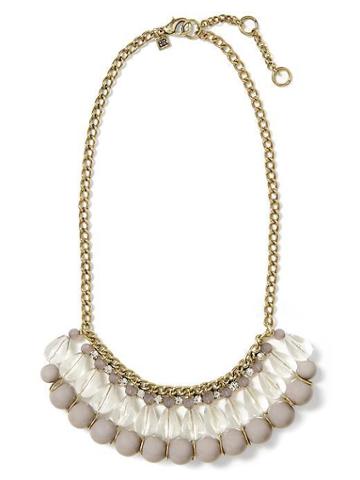 Banana Republic Feather Statement Necklace - Clear Crystal