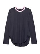 Banana Republic Womens Supima Cotton Curved-hem T-shirt Navy Size S
