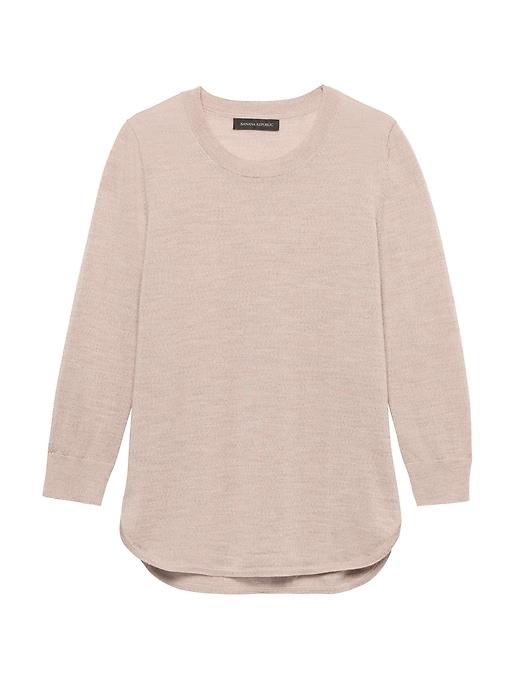 Banana Republic Womens Machine-washable Merino Curved-hem Sweater Oatmeal Heather Size Xxl