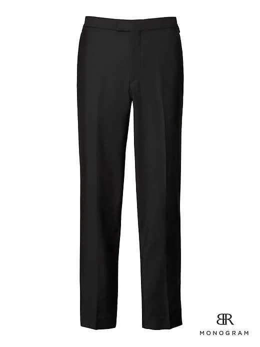 Banana Republic Mens Monogram Standard Italian Wool-mohair Tuxedo Pant Black Size 33w