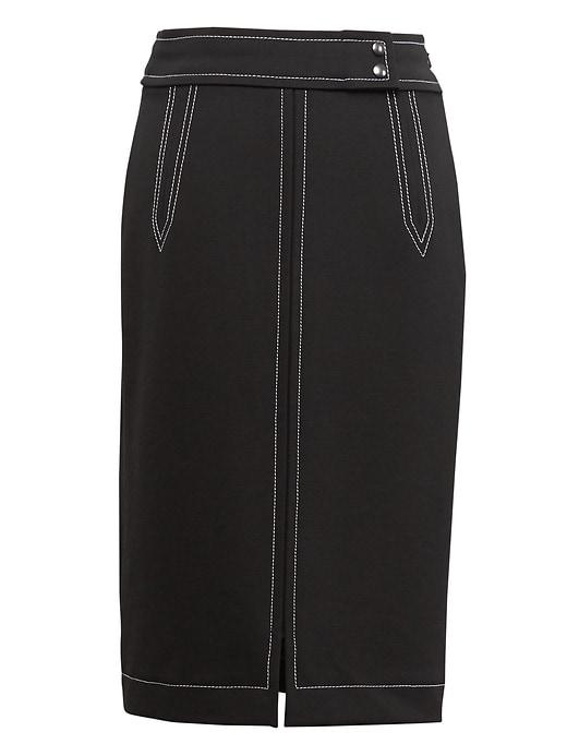 Banana Republic Womens Contrast Stitch Pencil Skirt Black Size 16