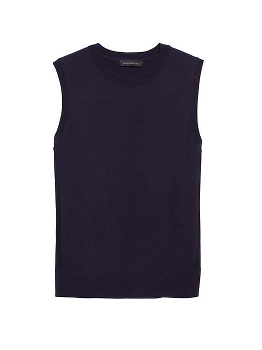 Banana Republic Womens Machine-washable Merino Wool Blend Cropped Sweater Shell True Navy Size S