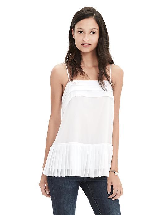 Banana Republic Womens Pleated Chiffon Cami Size L - White