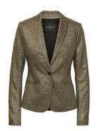 Banana Republic Womens Classic-fit Metallic Twill Blazer Black With Gold Size 6