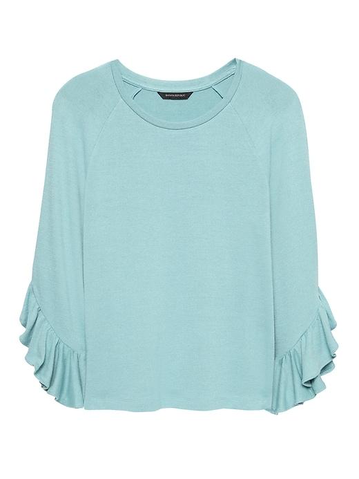 Banana Republic Womens Luxespun Flutter-sleeve T-shirt Aqua Blue Size Xxl