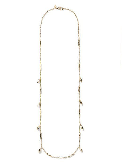 Banana Republic Navette Layer Necklace Size One Size - Clear Crystal