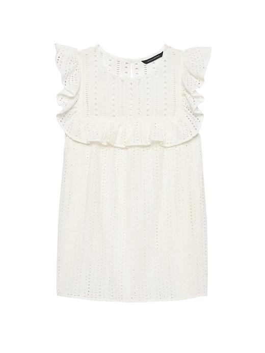 Banana Republic Womens Flutter-sleeve Eyelet Top White Size M