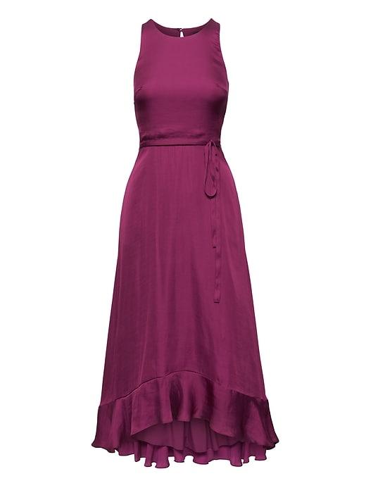Banana Republic Womens Petite Fit-and-flare Maxi Dress Raspberry Size 10