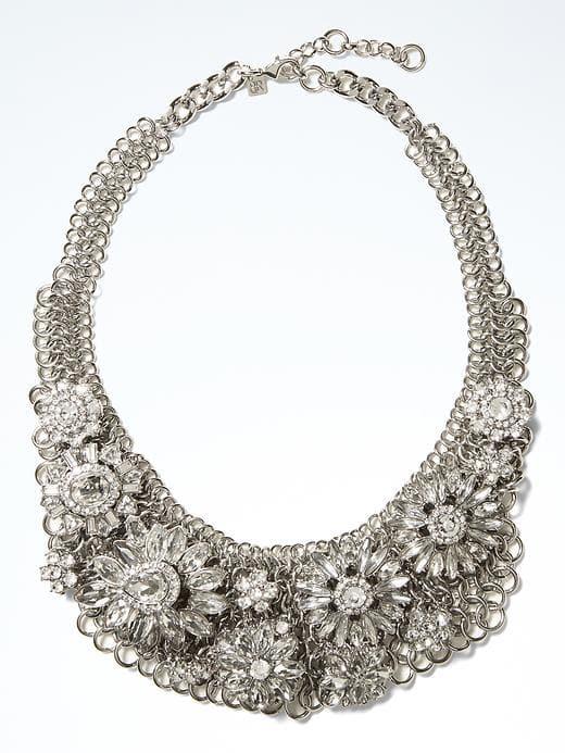 Banana Republic Womens Crystal Flower Necklace - Crystal