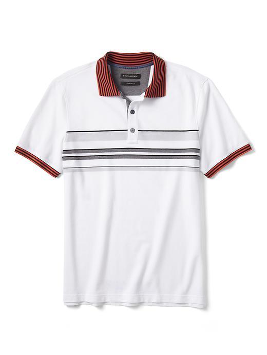 Banana Republic Mens Multi Stripe Pique Polo - Black