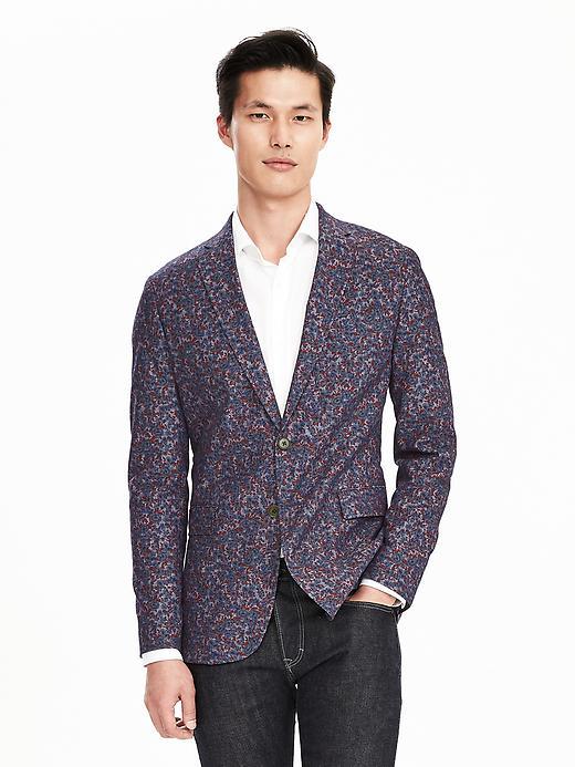 Banana Republic Mens Modern Slim Print Cotton Blazer Size 36 Regular - Red Print