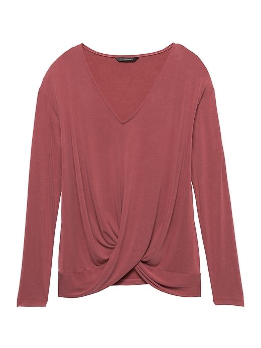Banana Republic Womens Sandwash Modal Blendtwist-front Top Le Rose Pink Size Xs