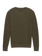 Banana Republic Mens Supima Cotton Waffle-knit Crew-neck Sweater Cargo Green Size Xs