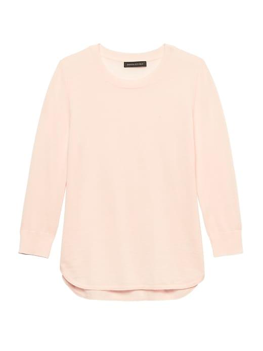 Banana Republic Womens Machine-washable Merino Curved-hem Sweater Pink Blush Size M