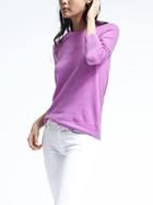 Banana Republic Womens Italian Cashmere Blend Rope Trim Pullover - Neon Violet