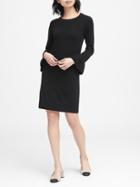 Banana Republic Womens Ruffle-cuff Sweater Dress Black Size L