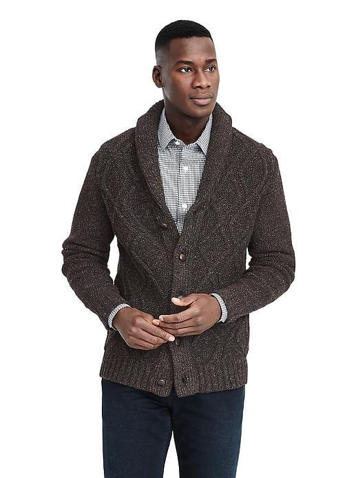 Banana Republic Mens Tweed Shawl Cardigan - Shenandoah Taupe