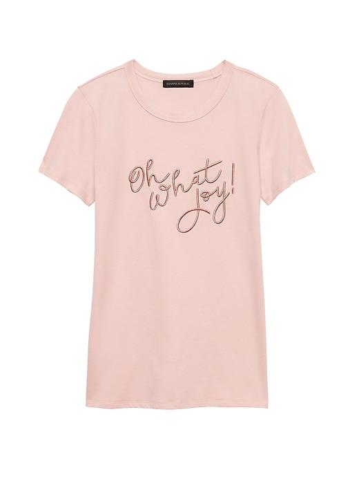 Banana Republic Womens Supima Cotton Oh What Joy Graphic T-shirt Blush Pink & Rose Gold Size Xs
