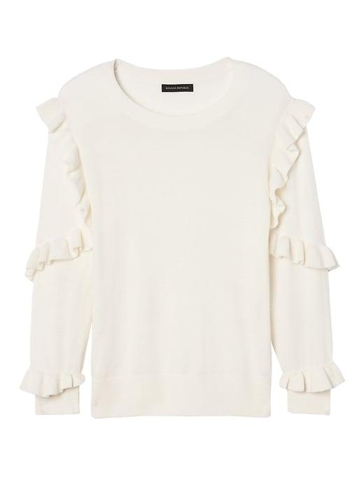 Banana Republic Womens Italian Superloft Ruffle-sleeve Pullover Cocoon Size Xl