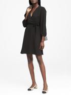 Banana Republic Womens Petite Solid Wrap Dress Black Size 2