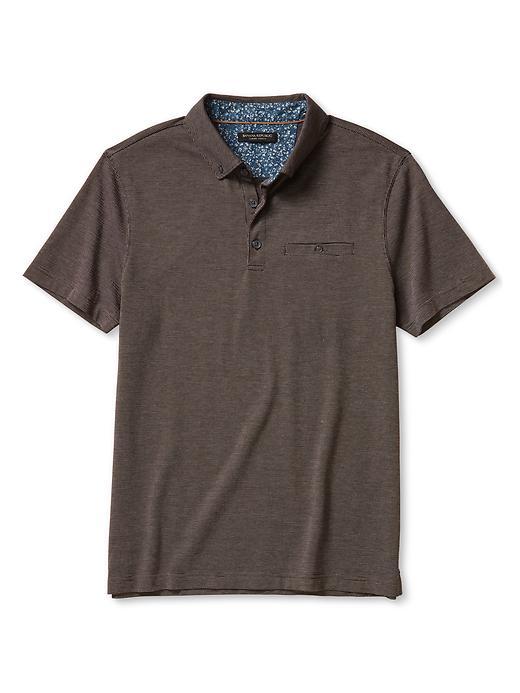 Banana Republic Mens Birdseye Pocket Polo Size L Tall - Henna Brown