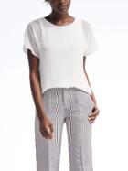 Banana Republic Womens Sheer Sleeve Overlay Top - White