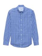 Banana Republic Mens Camden Standard-fit Luxe Poplin Gingham Shirt Voltage Blue Size Xxs