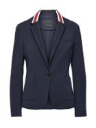 Banana Republic Womens Classic-fit Ponte Contrast-collar Blazer Navy Blue Size 0