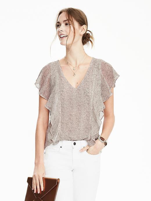 Banana Republic Womens Pom Pom Cascade Vee Top Size L - Cocoon