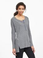 Banana Republic Womens Slubbed Lounge Henley Medium Heather Gray Size S