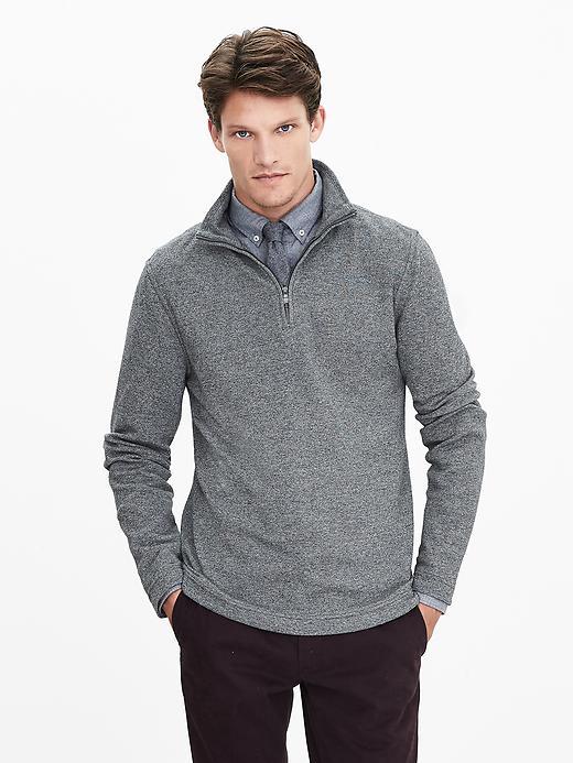 Banana Republic Mens Textured Half Zip Pullover Size L Tall - Gray Heather