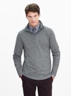 Banana Republic Mens Textured Half Zip Pullover Size L Tall - Gray Heather