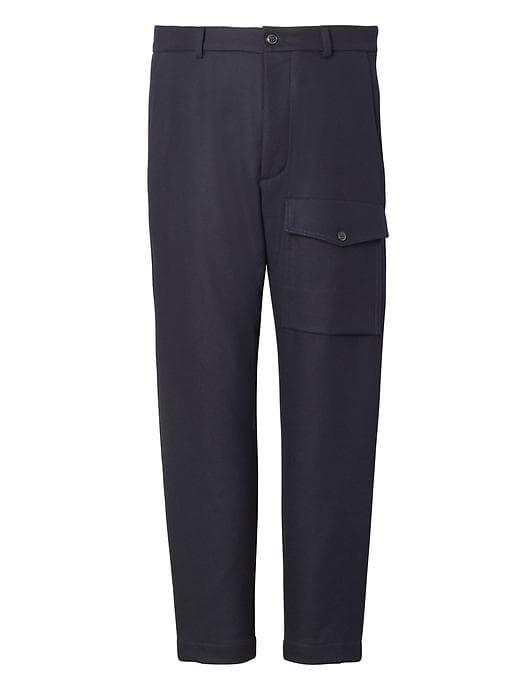 Banana Republic Mens Heritage Mason Tapered Italian Wool Blend Cargo Pant - Navy