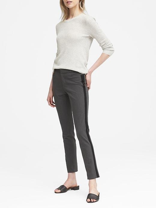 Banana Republic Womens Sloan Skinny-fit Side-stripe Ankle Pant Charcoal Gray With Black Stripe Size 0