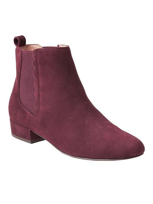 Banana Republic Scallop Detail Chelsea Boot - Burgundy