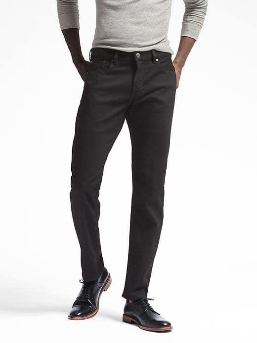 Banana Republic Mens Slim Black Japanese Traveler Jean - Black Wash