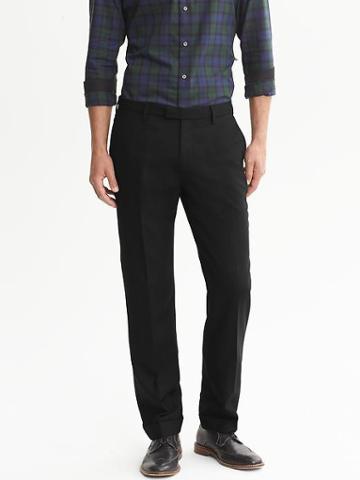 Banana Republic Modern Slim Fit Cuffed Wool Pant - Black