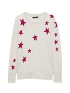 Banana Republic Womens Italian Merino-blend Star Intarsia Sweater Heather Light Gray Size M