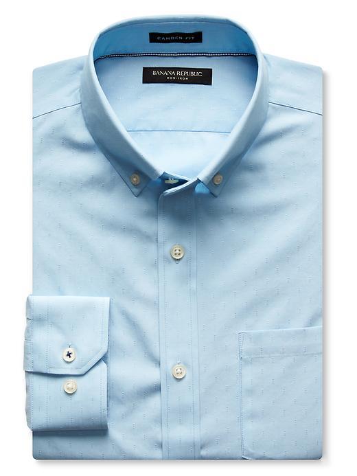 Banana Republic Mens Grant Fit Chambray Non Iron Shirt Size L Tall - Light Blue